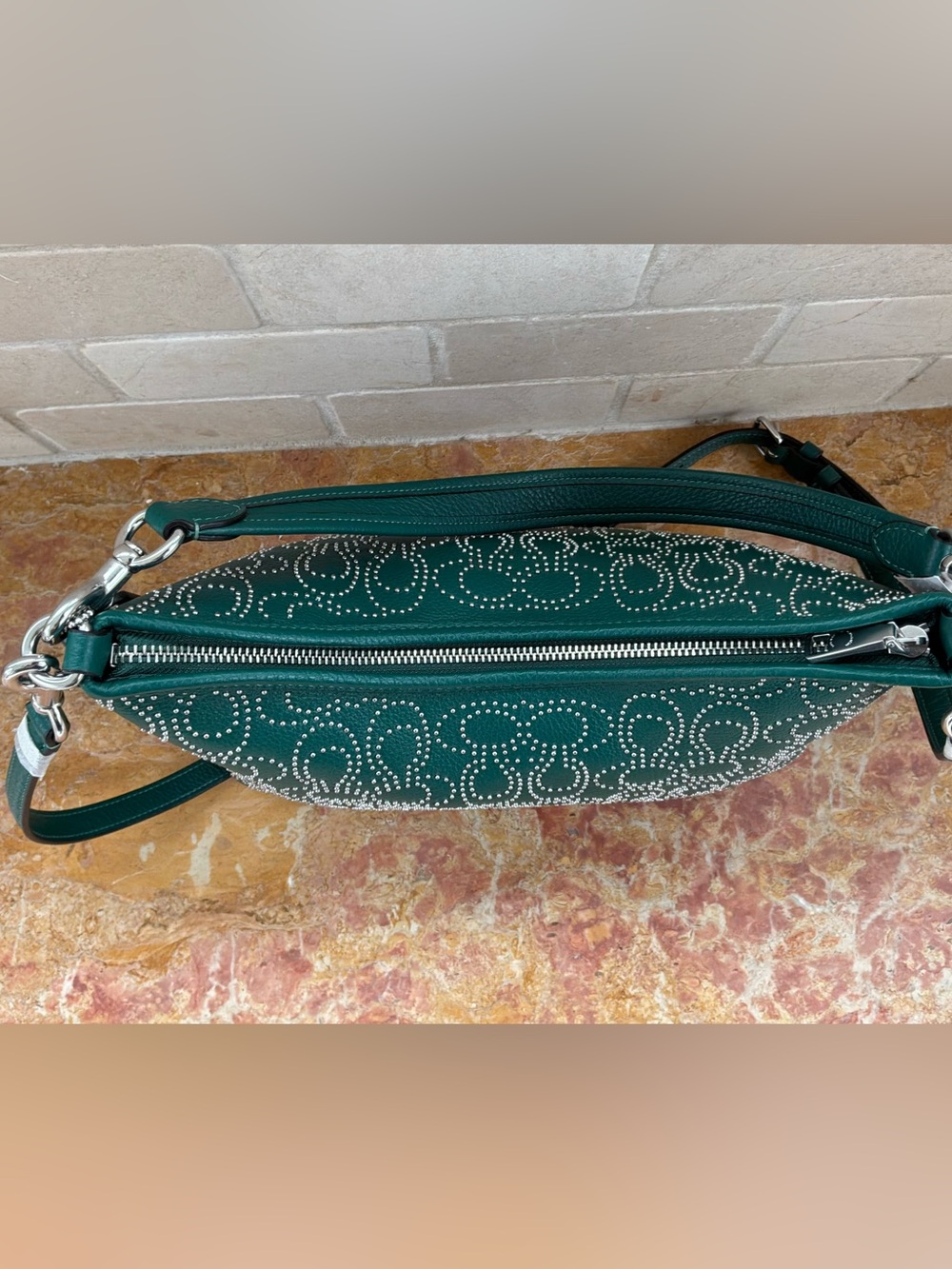 Coach Laurel Shoulder Bag. Emerald Green w/Signature Rivets NWT - Picture 6 of 10